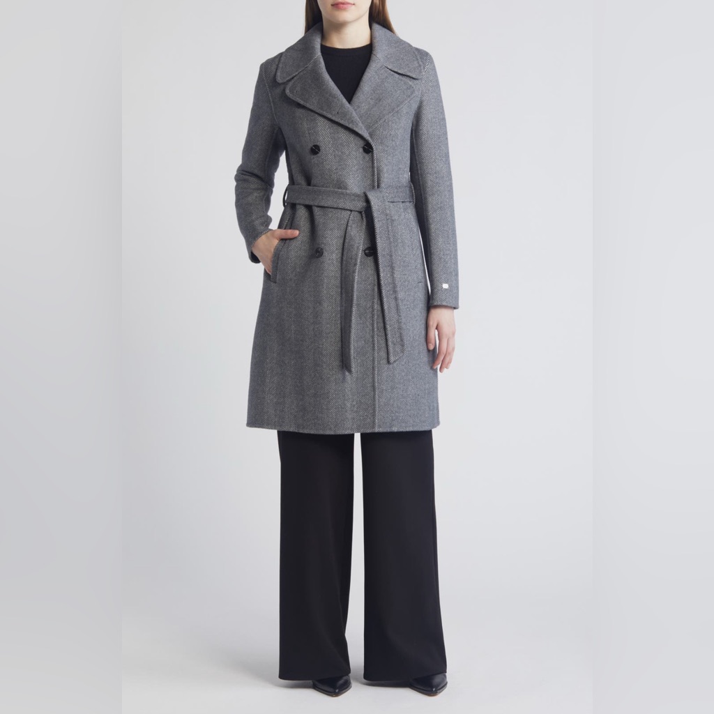 Safira Double Breasted Wool Herringbone Coat